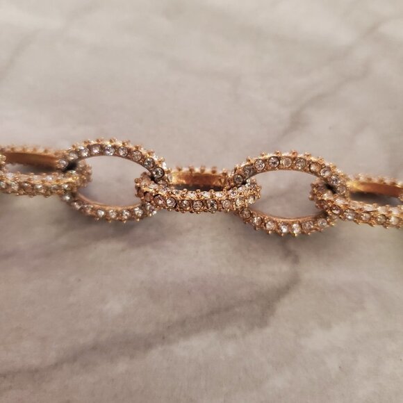 ✨💖 J.Crew Gold Rhinestone Pave Iconic Classic Link Bracelet 💖✨ - Picture 4 of 10